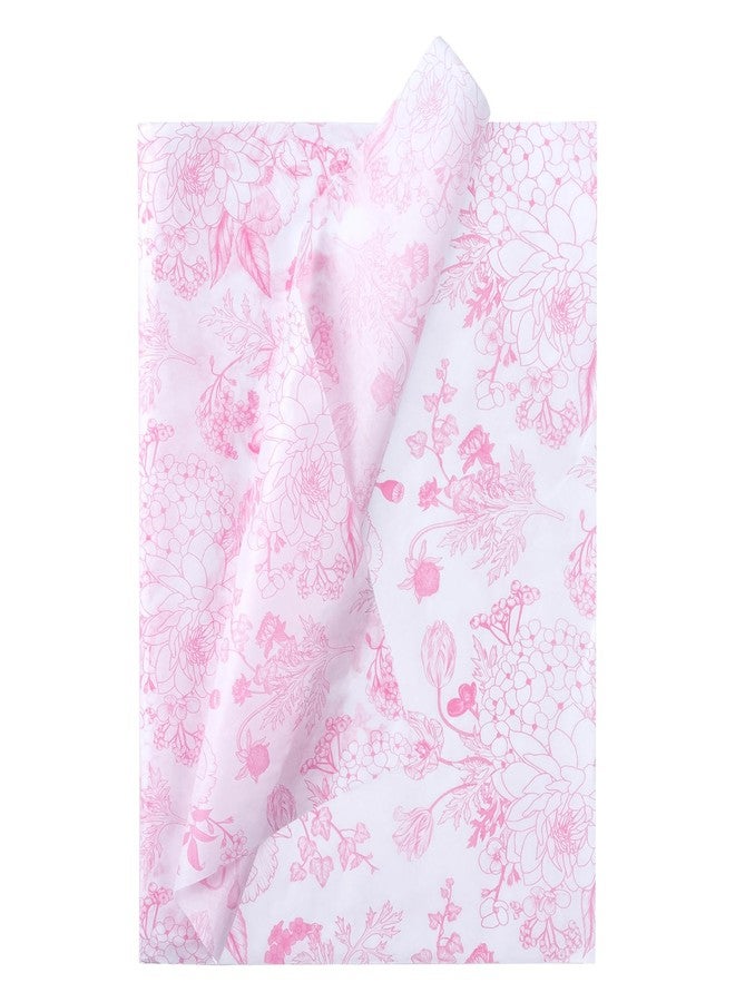 ورق مناديل زهري وردي من WRAPAHOLIC - 60 ورقة مقاس 14 × 20 بوصة، ورق مناديل زهري وردي وأبيض عتيق، كمية كبيرة لحفلات الزفاف وأعياد الميلاد وحفلات توديع العزوبية وتزيين حفلات الشاي والمناسبات الفنية والحرفية - Image 1